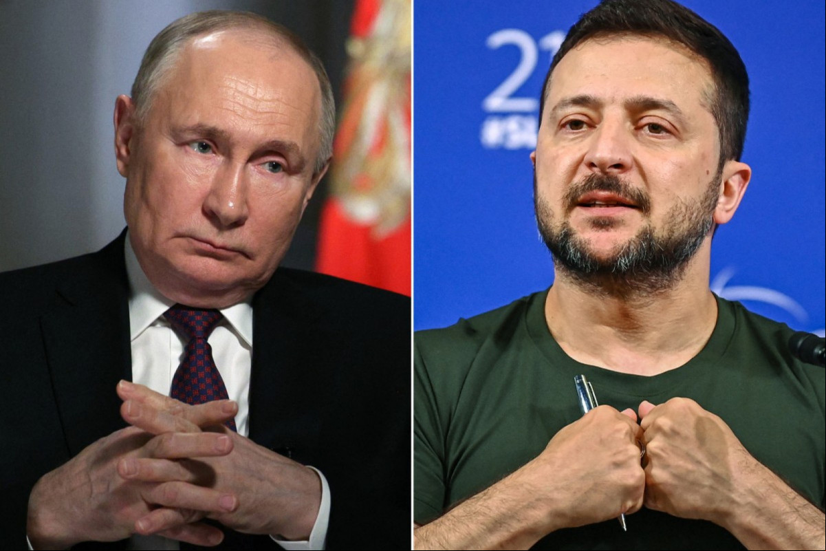 Presidente da Rússia, Vladimir Putin, e Volodymyr Zelensky, presidente da Ucrânia ( AFP) Presidente da Rússia, Vladimir Putin, e Volodymyr Zelensky, presidente da Ucrânia/ AFP