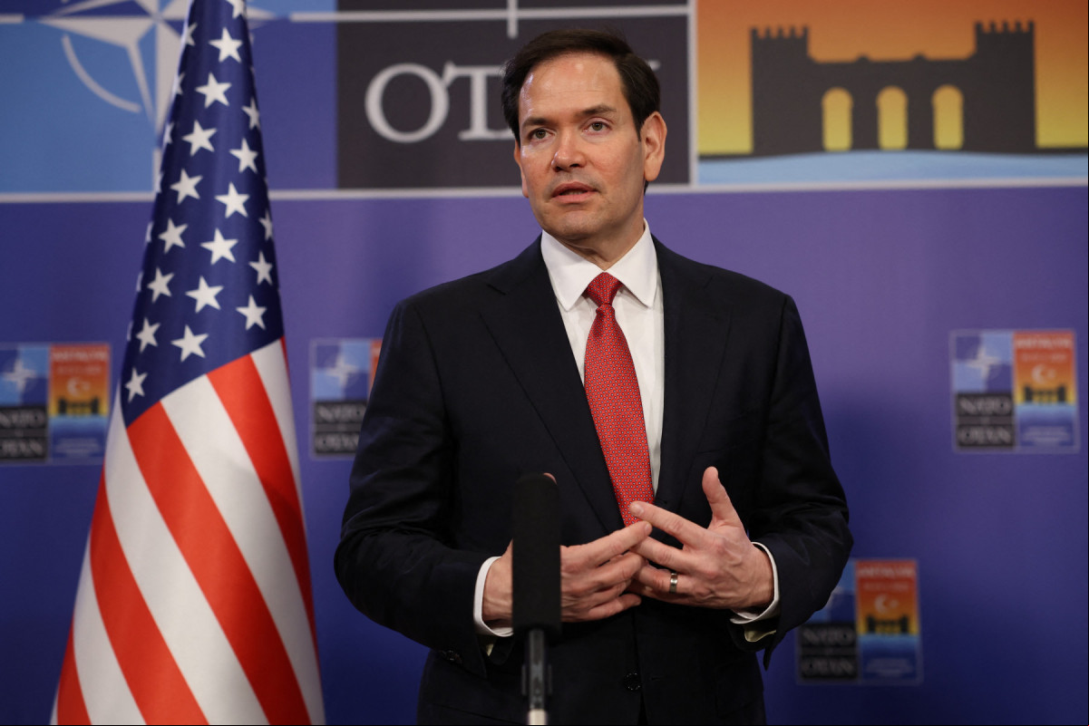 US Secretary of State Marco Rubio talks to the press during an informal meeting of The North Atlantic Treaty Organisation (NATO) foreign ministers ahead of potential peace talks between Ukraine and Russia in Turkey, in Antalya, on May 15, 2025. NATO chief Mark Rutte said that he was US Secretary of State Marco Rubio talks to the press during an informal meeting of The North Atlantic Treaty Organisation (NATO) foreign ministers ahead of potential peace talks between Ukraine and Russia in Turkey, in Antalya, on May 15, 2025. NATO chief Mark Rutte said that he was