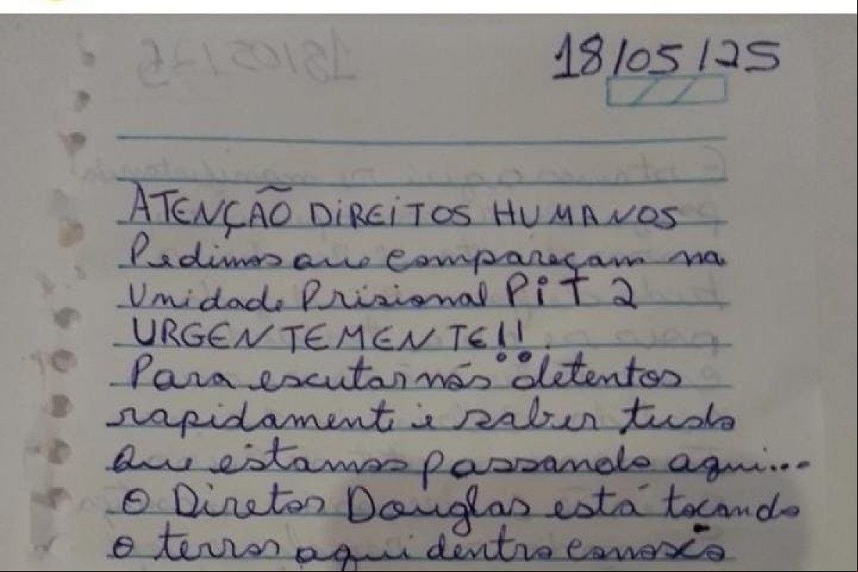 Carta atribuída a presos em Itaquitinga.